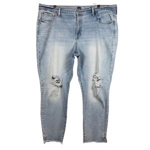 GAP True Skinny Jeans High Rise Light Wash Distressed Ankle, Plus Size Jeans 30